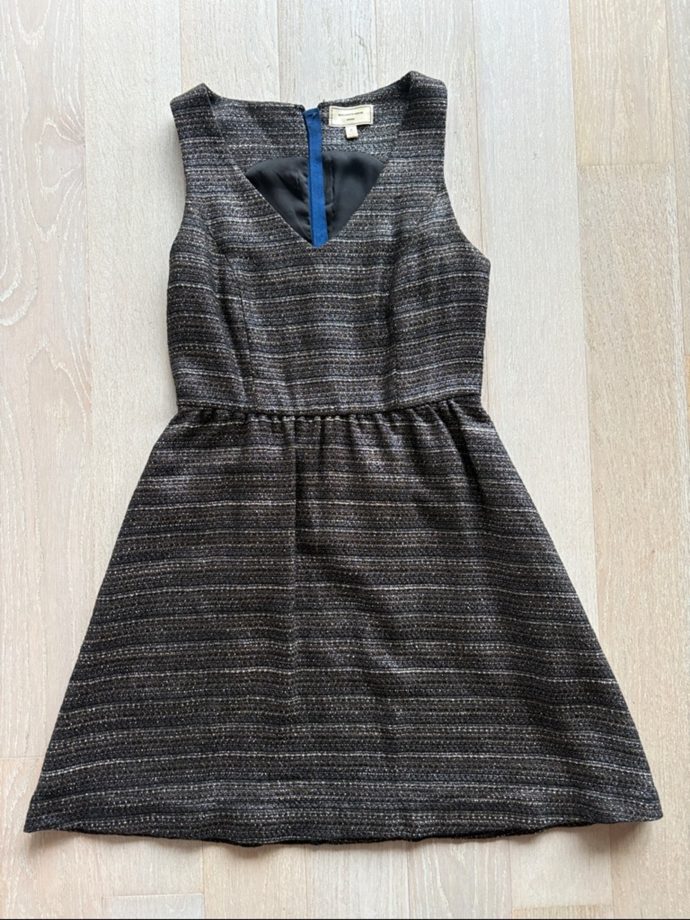 Moulinette Soeurs Black and Gray Textured Sleeveless Fit & Flare Dress